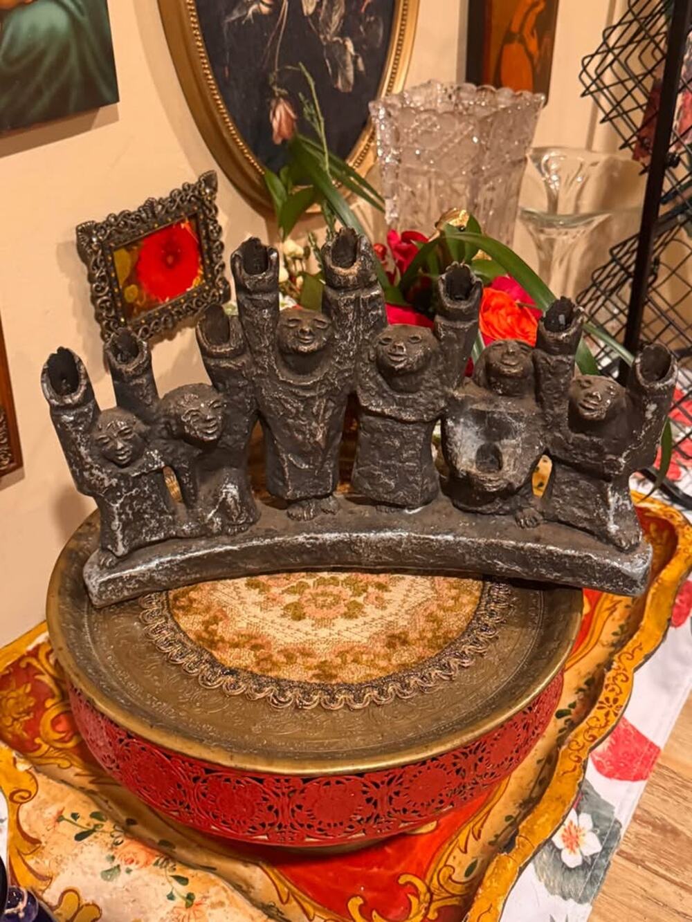 Vintage Ellen Lord Brutalist Hanukkah Menorah Maccabee Sculpture MCM